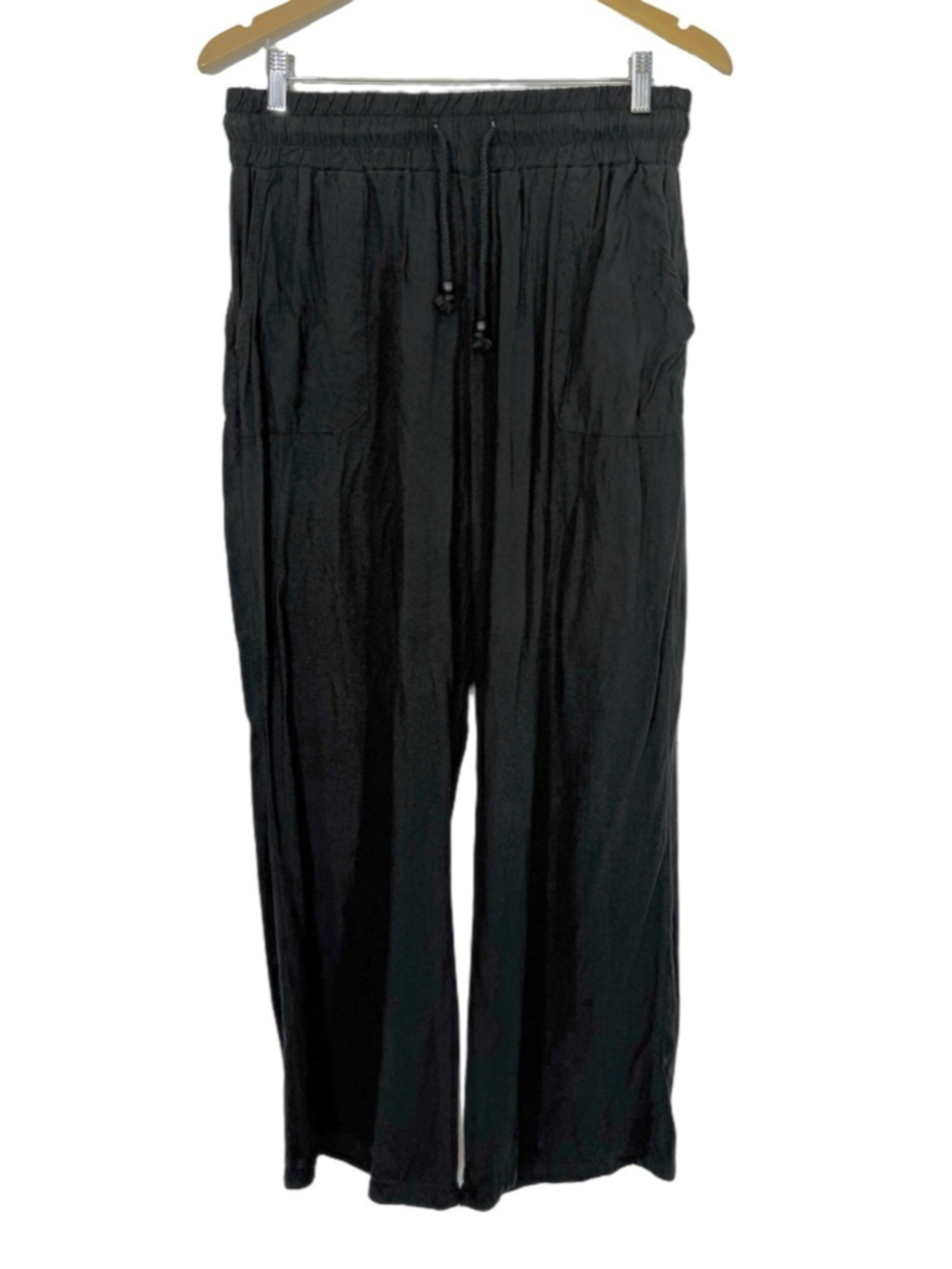 Classic Concepts Womens Wide Leg Pants XL Black Viscose Pull On High Rise Boho